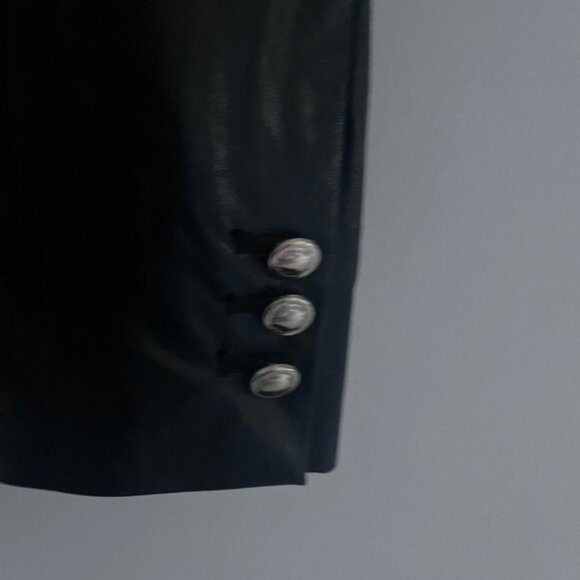 Michael kors Black faux Leather Blazer with Gold Buttons size 4 new - Picture 4 of 8